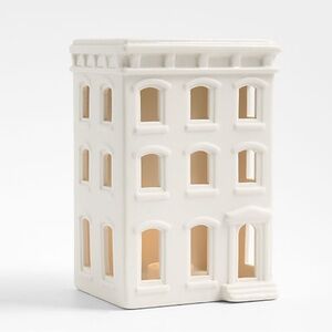 New! Crate&Barrel White Ceramic Holiday Italianate Brownstone